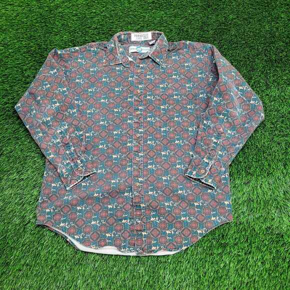 Vintage Boho Hippie Button Shirt Medium 23x28 Green - Picture 1 of 12